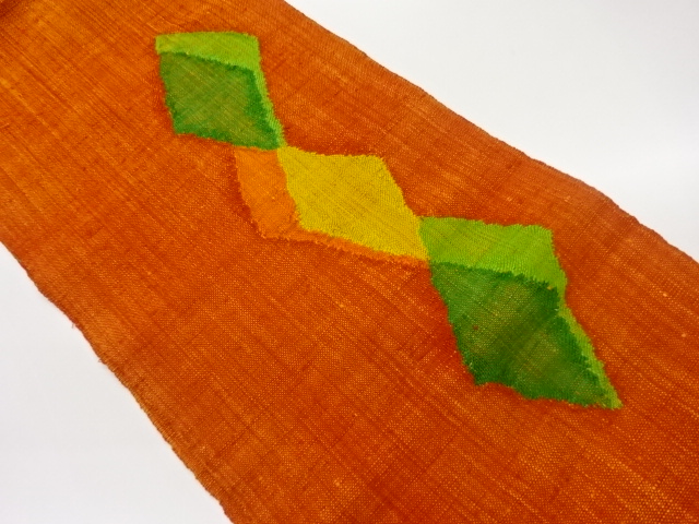 JAPANESE NAGOYA OBI / MAWATA TSUMUGI / WOVEN ABSTRACT RHOMBUS
